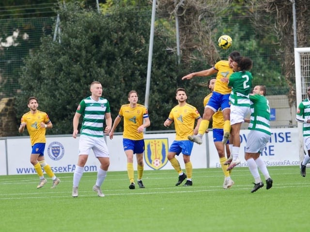 Action from Lancing's win over Corinthian in the Isthmian south east division