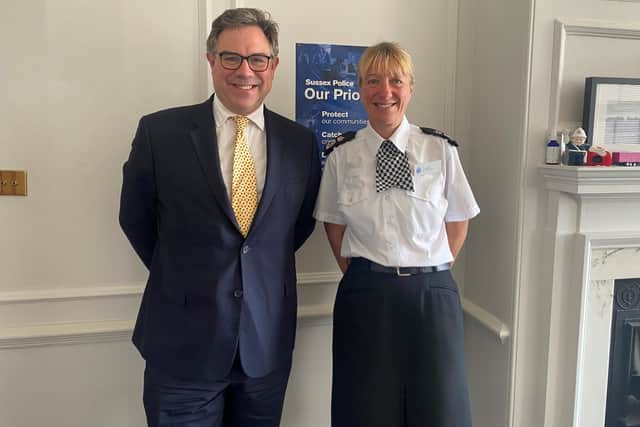 Jeremy Quin with Chief Constable Jo Shiner