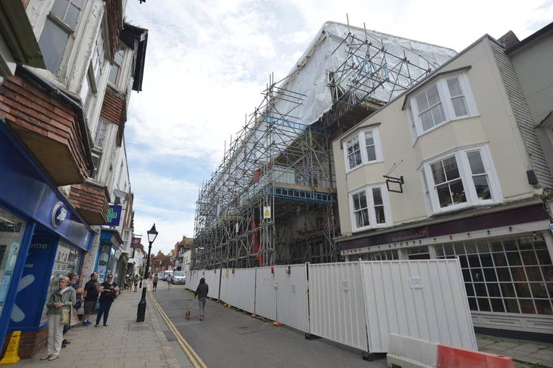 The George in Rye pictured in July 2020 while it was having work done after the fire there.