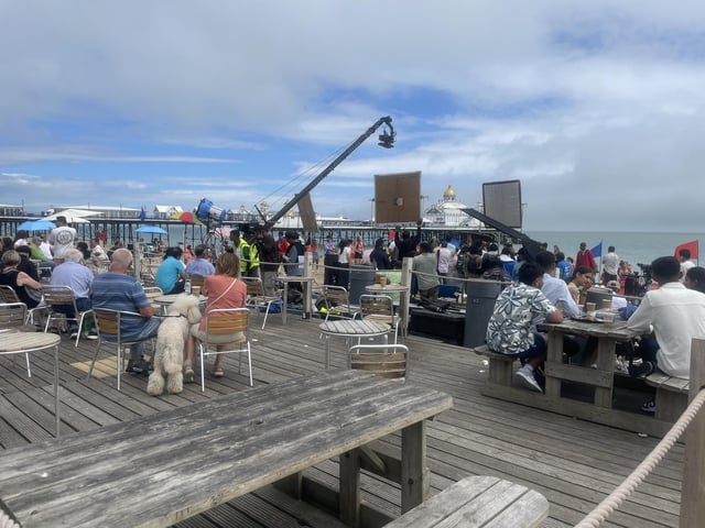 Filming on the seafront