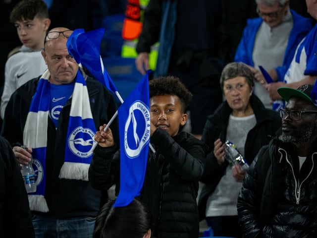 Brighton fans pictured at a historic night at the Amex as they payed their first ever game in Europe against EK Athens in the Europa League.