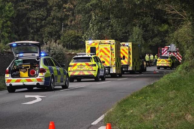 Emergency crews on the scene on the A283 near Storrington on Tuesday afternoon, October 3