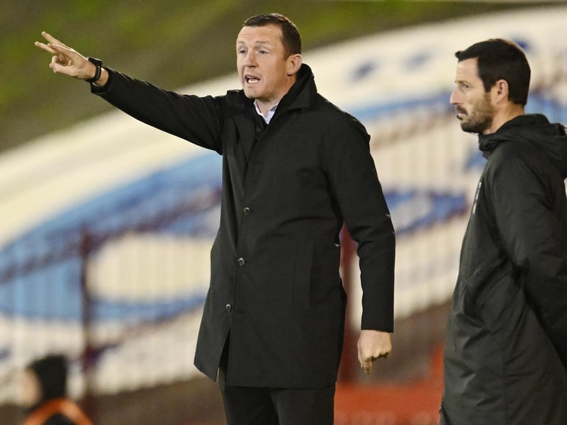 Barnsley Manager Neill Collins during the Emirates FA Cup First Round match between Barnsley and Horsham at Oakwell Stadium.