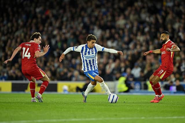 Brighton midfielder Yasin Ayari, who scored in the win over Liverpool, said he’s had his 'best season yet' in professional football. (Photo by Mike Hewitt/Getty Images)