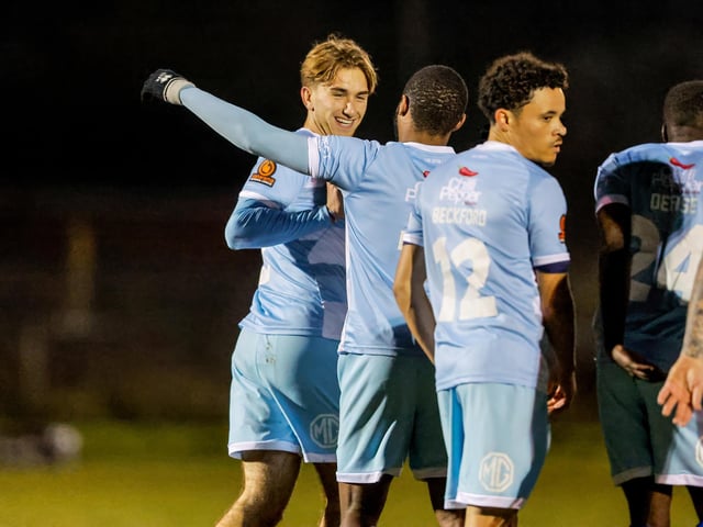 Action from Eastbourne Borough's 2-1 win at Wick in the Sussex Senior Cup