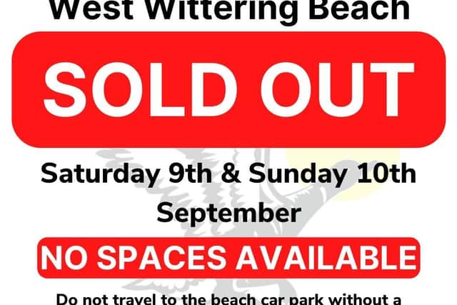 West Wittering’s beach car park has sold out following the heatwave throughout Sussex. Picture: West Wittering Beach