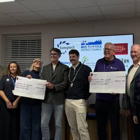 Bike Ride Committee and sponsors pictured with representatives of the chosen charities.