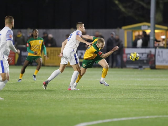 FA Trophy action between Horsham and AFC Totton