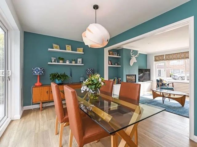 The dining room is full of style.