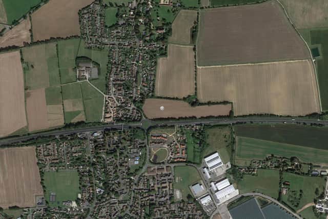 BX/22/01973/OUT: Land Adjacent To St Hughs, The Street, Boxgrove. Outline planning application (with all matters reserved except access) for the development of 50 residential dwellings (Use Class C3), with associated vehicular access, parking and open space. (Photo: Google Maps)