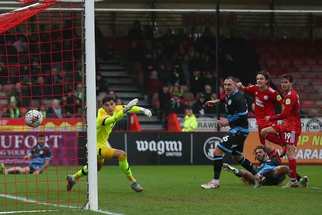 Danilo Orsi scores against Forest Green Rovers | Picture: Natalie Mayhew/Butterfly Football