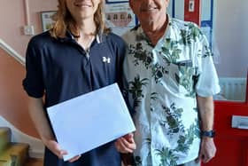 Conan and his grandfather, Derek (pictured), are delighted with the results, especially Conan’s Grade 7 in GCSE Food and Nutrition as he will be studying Catering at Brighton Met College.