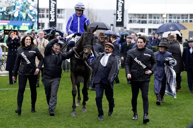 Trained by Willie Mullins and ridden by Paul Townend, the 6/4 favourite crossed the line ahead of the six other horses. (Photo by Alan Crowhurst/Getty Images)