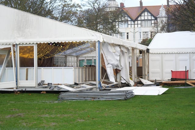 The ice rink in Steyne Gardens, Worthing, was battered by Storm Ciarán