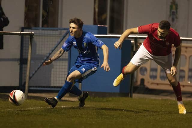 Selsey's Shane Brazil skips past a Arundel defender during the 1-1 draw last week | Picture: Chris Hatton