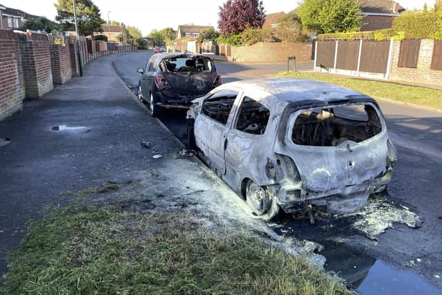 A reader has sent in two photos of a car fire in Bognor Regis