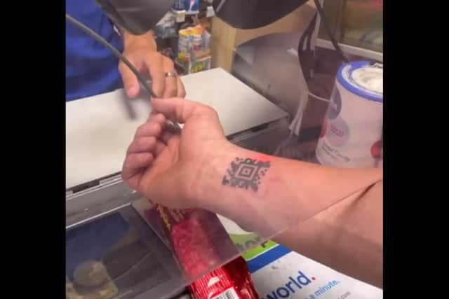 Horsham dad Dean Mayhew had his Tesco clubcard tattooed on his wrist after frequently forgetting to take the card to the shop with him