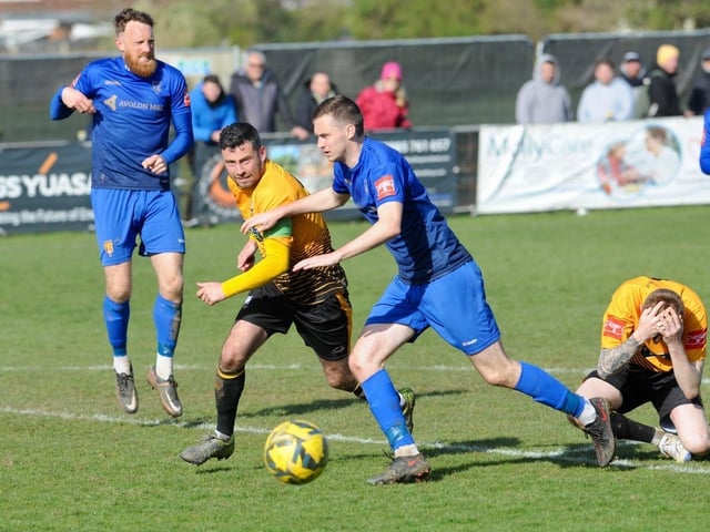 Action from Littlehampton Town's 1-1 draw with Lancing in theIsthmian south east division at The Sportsfield