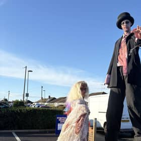 Nightwalker Nick, a 9ft-tall stilt walking zombie, will be making his way around the high street in Lancing for Hallowe'en