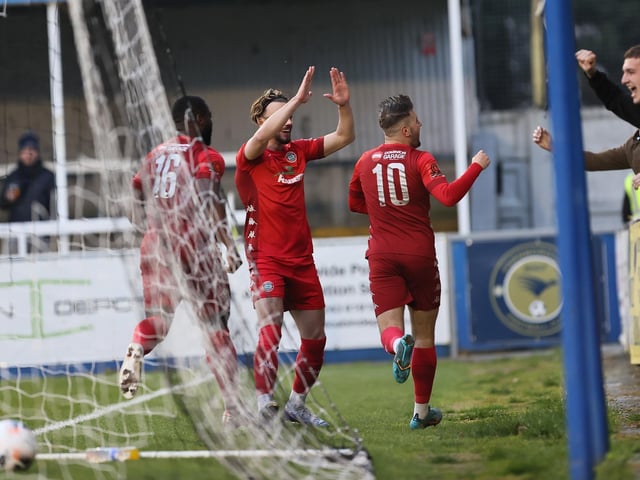 Action from Worthing's 1-0 win at Farnborough in the National League South