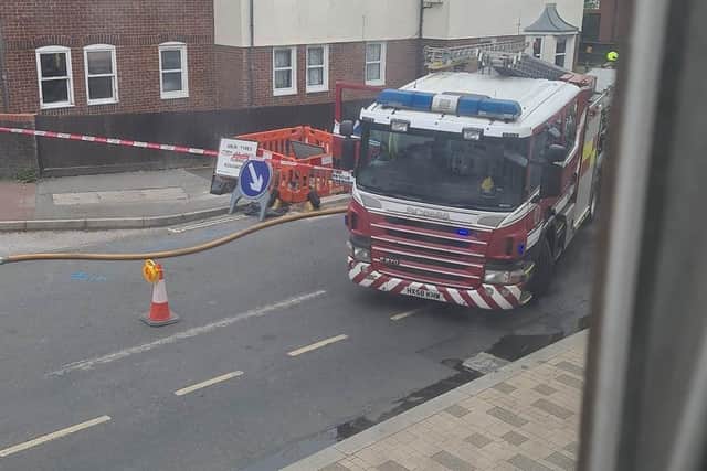 West Sussex Fire and Rescue Service said crews responded to a ‘large vehicle fire’ in Terminus Road, Littlehampton