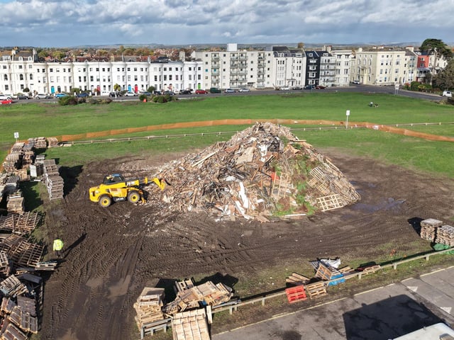 Littlehampton bonfire being built ahead of the big event on Saturday, October 24, 2026