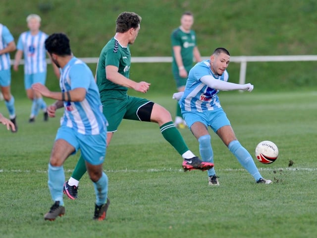 Action from Worthing United's 2-1 home loss to Forest Row in the SCFL division one