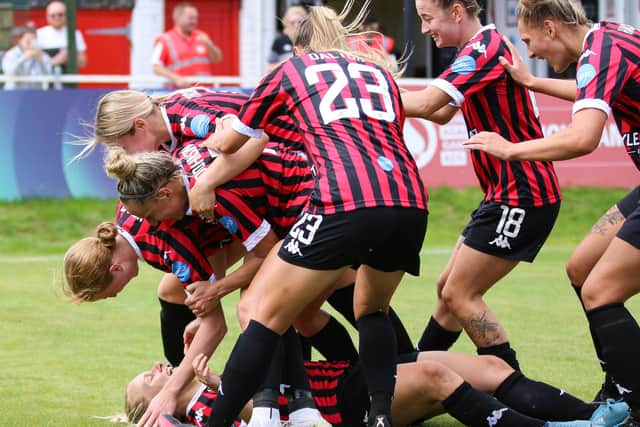 Lewes Women celebrate going ahead against Southampton | Picture: James Boyes
