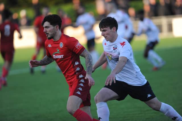 Action from last season's Sussex Senior Cup clash between Worthing and Lewes at Woodside Road. Picture by Stephen Goodger