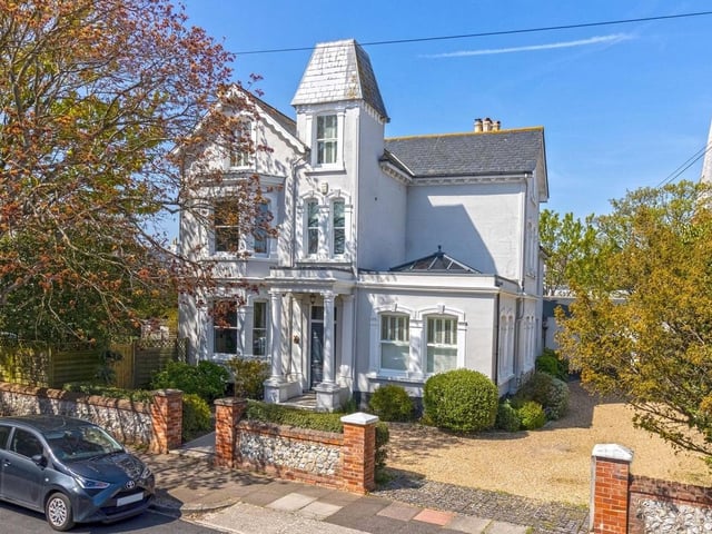 This house in St Michael's Road, Worthing, boasts seven bedrooms, three spacious reception rooms, original features and even a turret. It is on the market with Robert Luff & Co for £1,500,000.