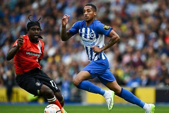 Joao Pedro of Brighton in action last week against Luton Town