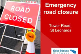 Tower Road in St Leonards is closed