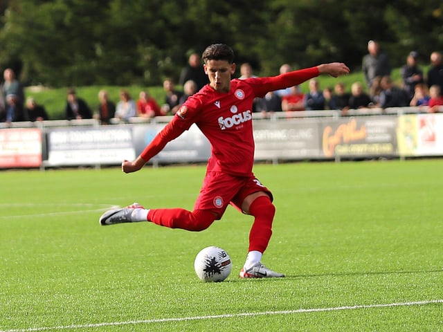 National League South action at Woodside Road between Worthing and Truro City