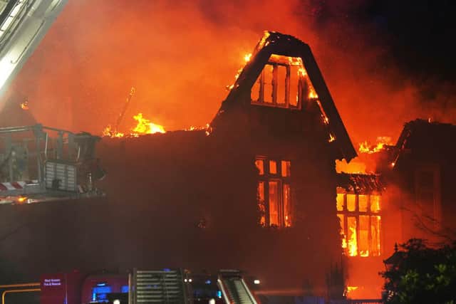 A huge fire broke out in a former care home building near Haywards Heath on Saturday night. Photo: Eddie Mitchell