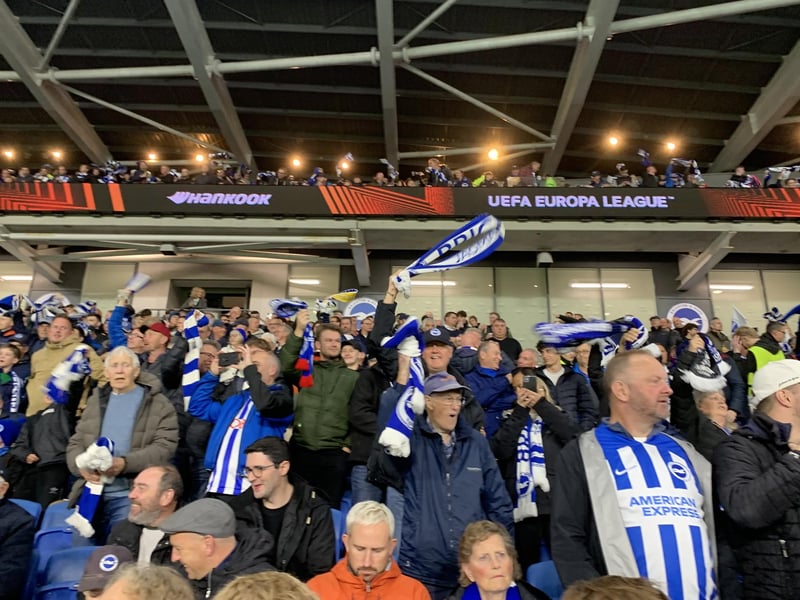The Albion fans in the East Lower area of the stadium.