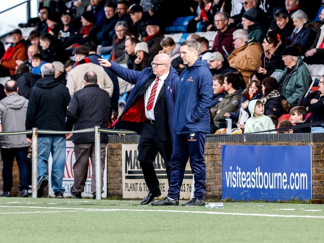 Action from Eastbourne Borough's 2-0 Ntional League South win against Slough Town at Priory Lane