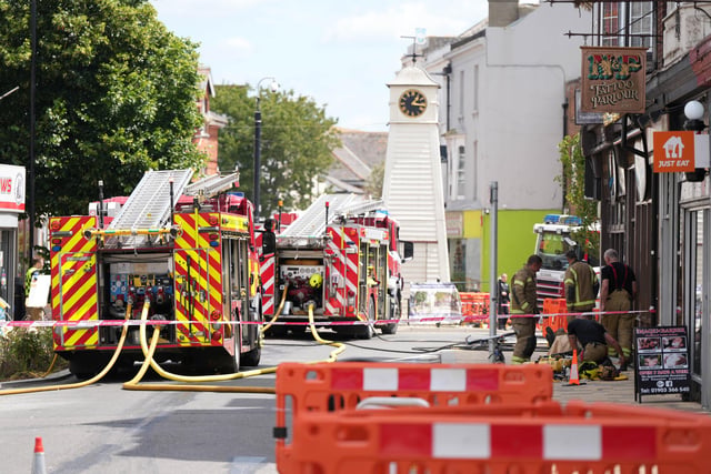 In pictures – six crews at Peacocks fire in Littlehampton High Street