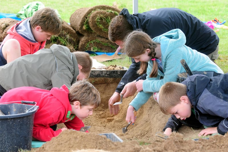 Young volunteers hard at work uncovering history at Petworth Park in August 2015