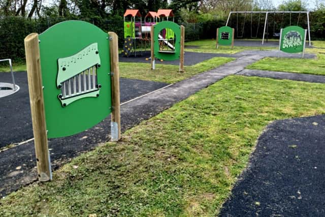 Newly installed activity panels at Battle Road play area.