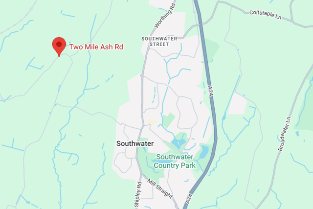 Southwater Parish Council shared an alert advising that Two Mile Ash Road would be closed for at least 24 hours. Photo: Google