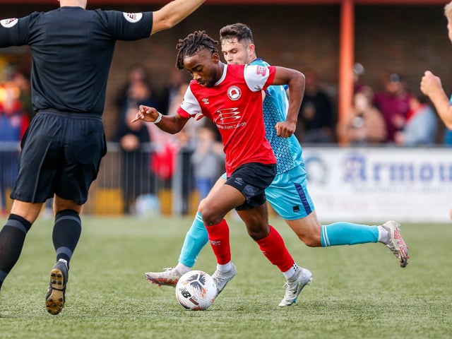 Action from Eastbourne Borough's National League South clash with Braintree at Priory Lane