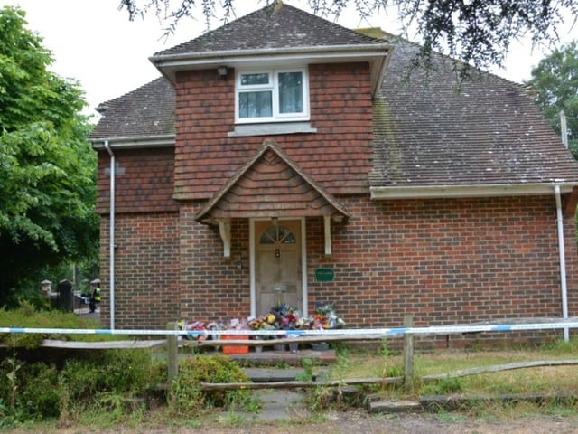 Flowers left at the Bashford family home