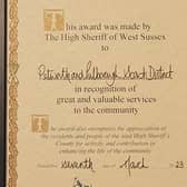 Scout Guide and activity group Petworth Park Camp has been honoured with an award by the High Sheriff of West Sussex in recognition for the work in the local community.