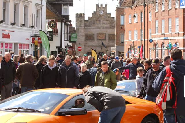 Crowds thronged the town centre to get a look at the cars during Piazza Italia. Photo: Derek Martin