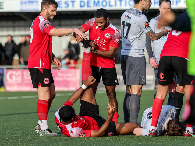 Action from Eastbourne Borough's 2-0 Ntional League South win against Slough Town at Priory Lane