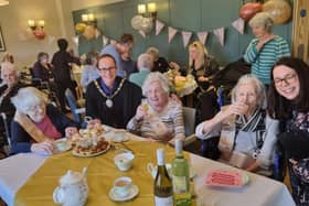 The Haywards Heath Mayor celebrating with the centenarians at their special party at the Goldbridge.