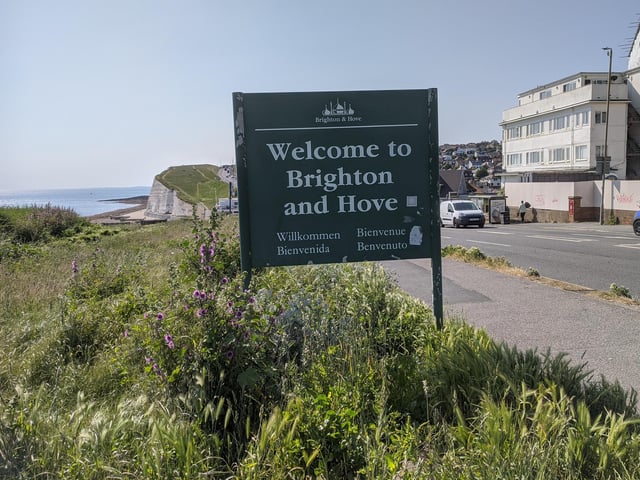 You will find the Brighton and Hove boundary sign just east of Saltdean Lido.