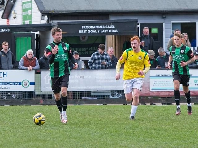 Burgess Hill Bbeat Corinthian 4-1 with two goals from Dan Perry and one each from Dave Martin and Martyn Box. Picture by Chris Neal