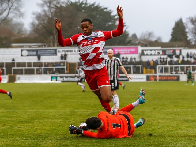 Action from Eastbourne Borough's visit to Bath City in National League South