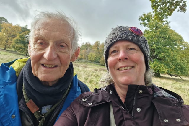 National Trust walk leader Gerald Gresham Cooke with Elaine Hammond at Petworth Park